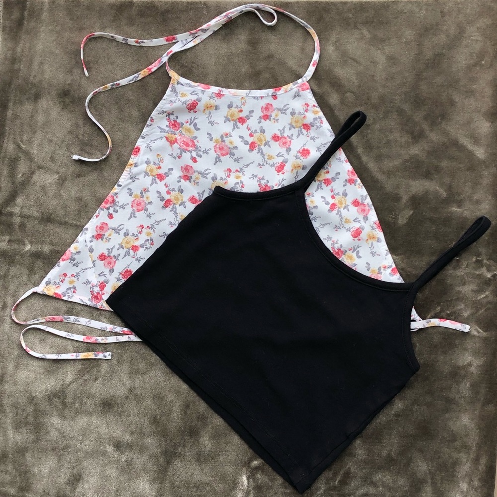 H&M black crop top & Forever 21 crop top sizes: XS